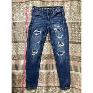 American Eagle Super Super Stretch Distressed Jegging- Size 2 Short